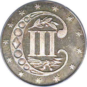 three cent piece reverse